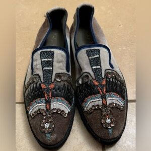 Meher Kakalia Anzu Moccasin beaded, suede shoes